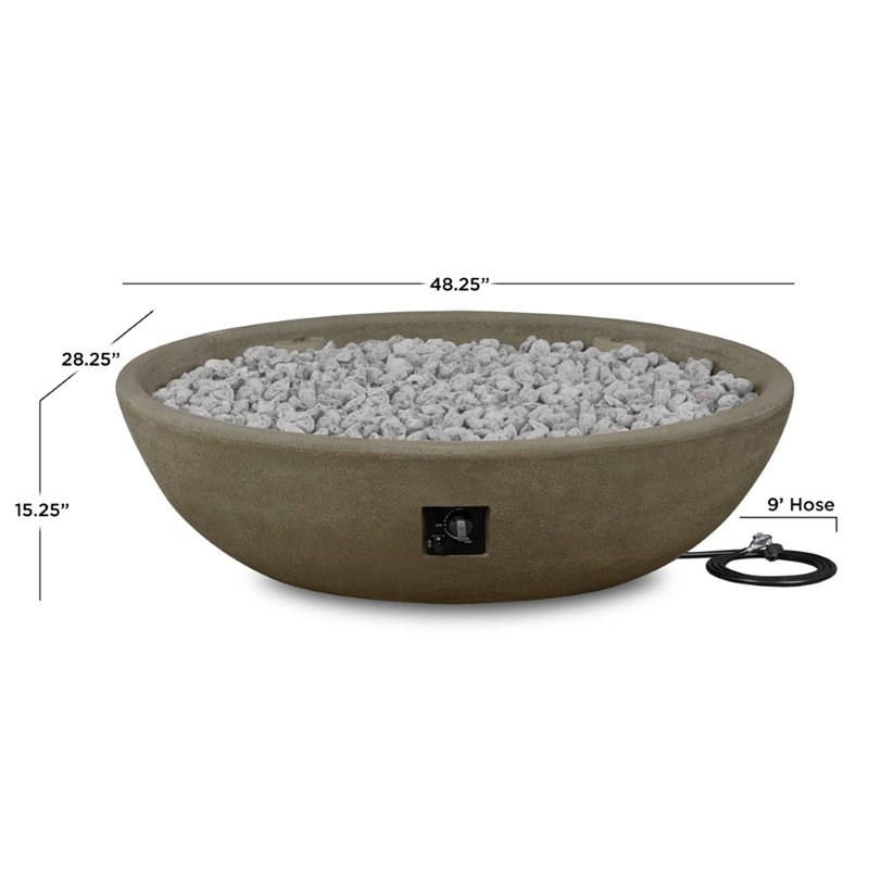 Real Flame Riverside Oval Propane Fire Bowl in Glacier Gray