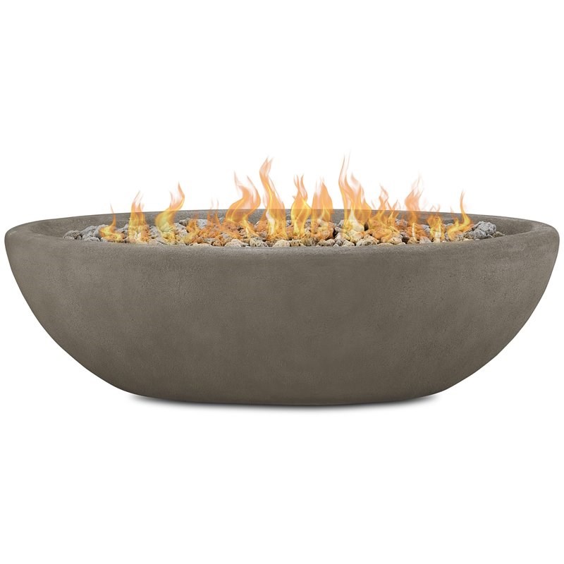 Real Flame Riverside Large Oval LP Metal Fire Bowl in Glacier Gray
