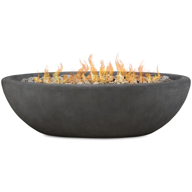 Real Flame Riverside Large Oval LP Metal Fire Bowl in Shale Gray