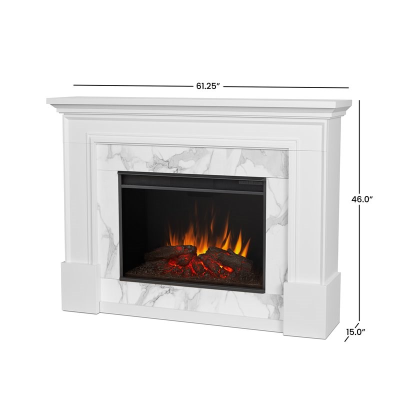 Real Flame Merced Wood Grand Electric Fireplace in White