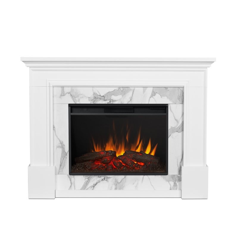 Real Flame Merced Wood Grand Electric Fireplace in White