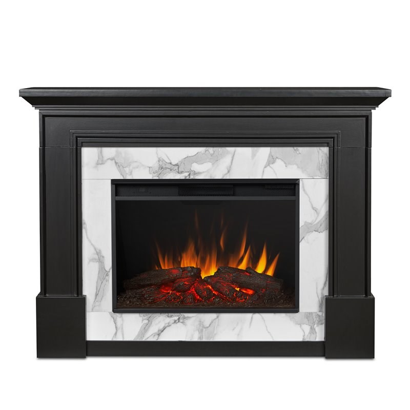 Real Flame Merced Wood Grand Electric Fireplace in Black
