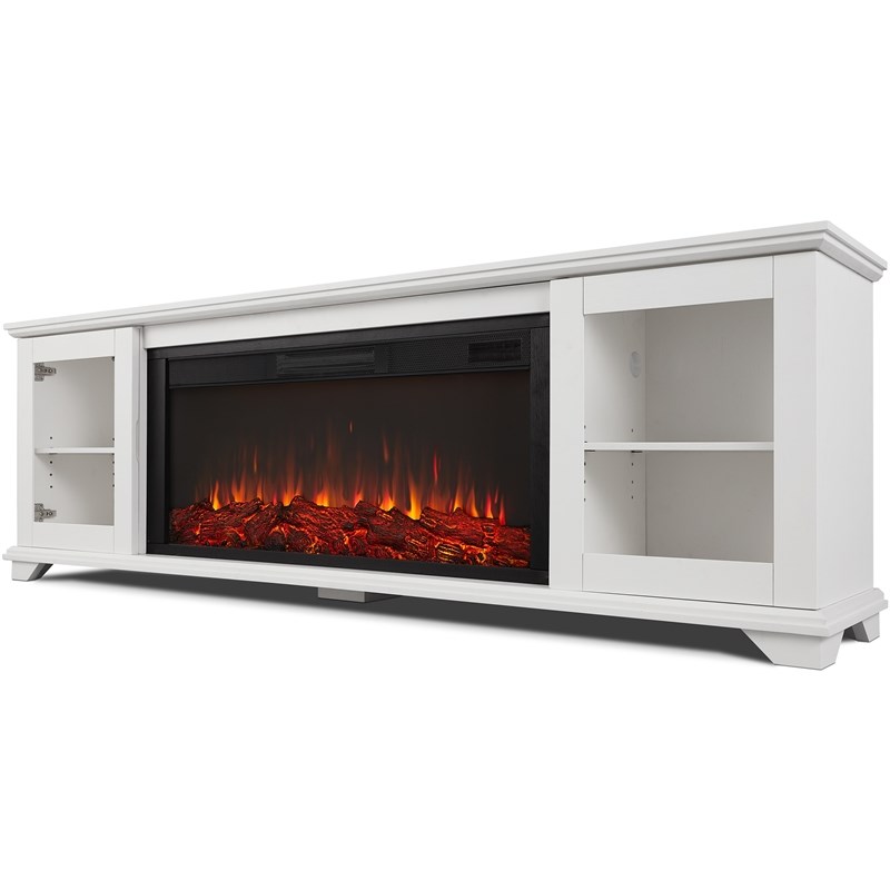 Real Flame Benjamin Solid Wood Landscape Media Electric Fireplace in White