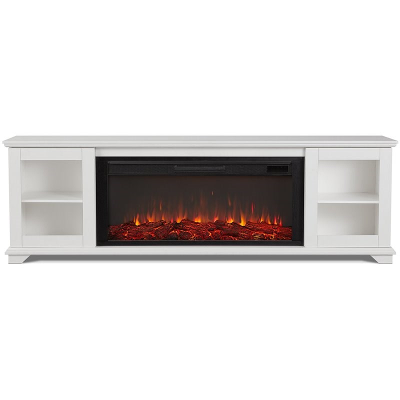 Real Flame Benjamin Solid Wood Landscape Media Electric Fireplace in White