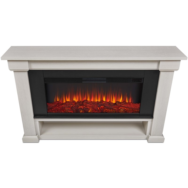 Real Flame Bristow Solid Wood Landscape Electric Fireplace in Bone White
