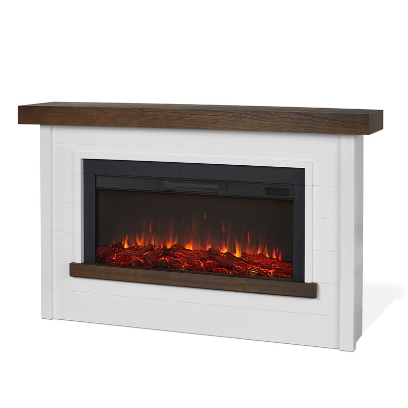 Real Flame Bernice Solid Wood Steel Glass Landscape Electric Fireplace