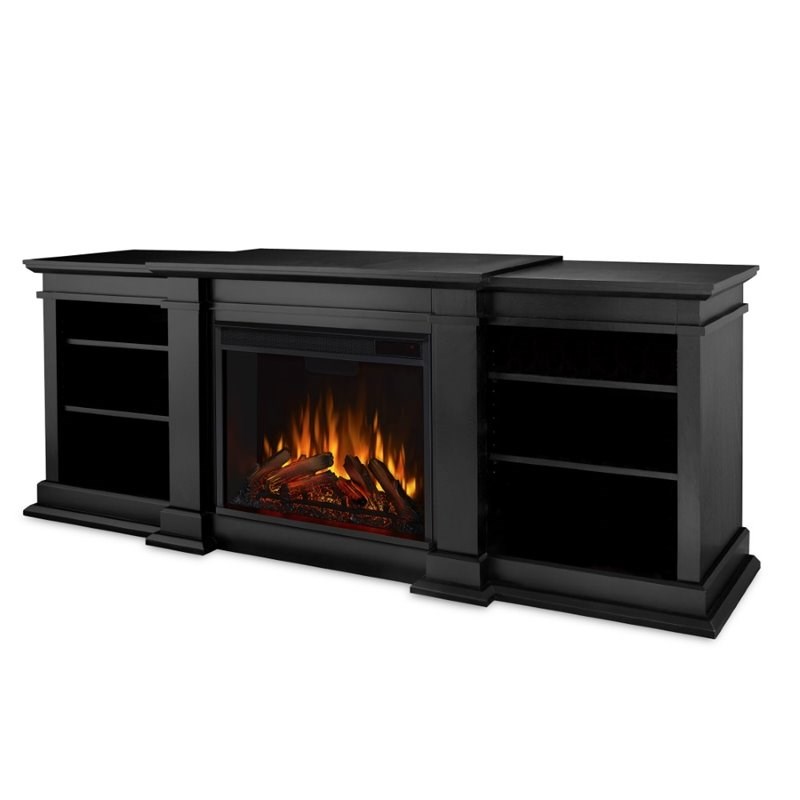 Real Flame Fresno Indoor TV Stand Electric Fireplace in Black
