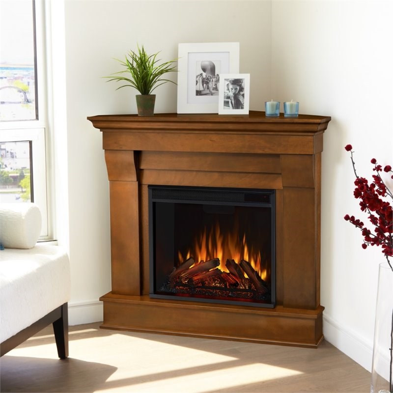 Real Flame Chateau Electric Corner Fireplace in Espresso