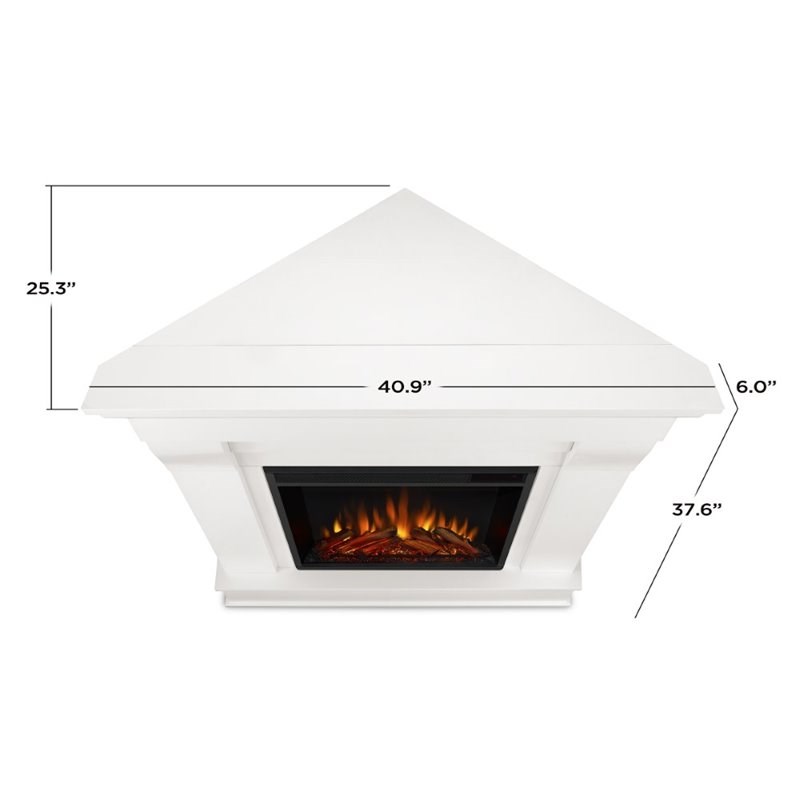 Real Flame Chateau Electric Corner Fireplace in White