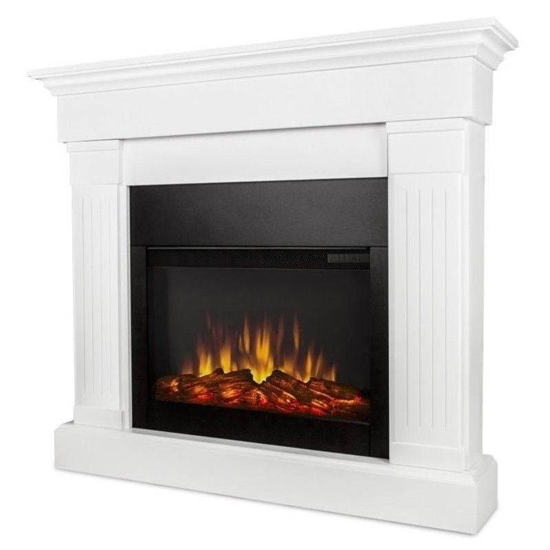 Real Flame Crawford Electric Slim Line Fireplace in White