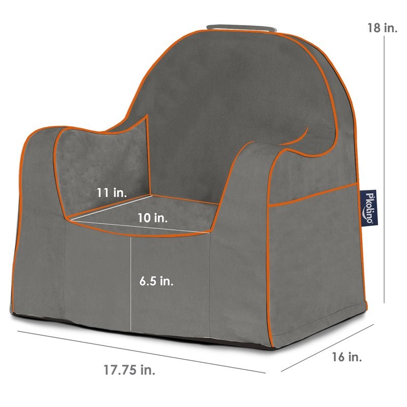 P'kolino Fabric Little Reader Toddler Chair with Orange Piping in Dark Gray