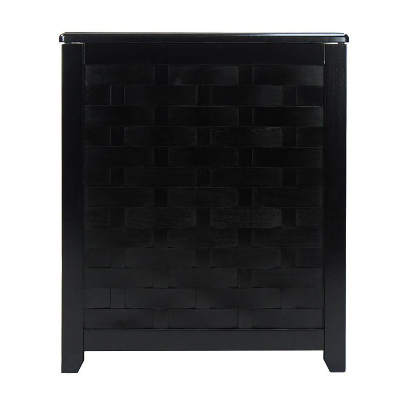 Oceanstar Rectangular Contemporary Solid Wood Laundry Hamper in Black