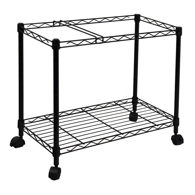 Oceanstar Portable 1-Tier Metal Rolling File Cart with 4 Swivel Casters in Black