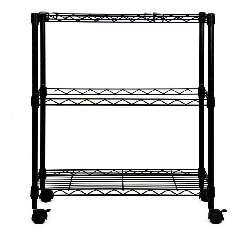 Oceanstar Portable 2-Tier Metal Rolling File Cart with 4 Swivel Casters in Black