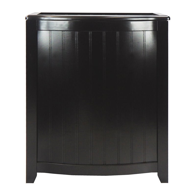 Oceanstar Bowed Front Durable Contemporary Solid Wood Laundry Hamper in Black