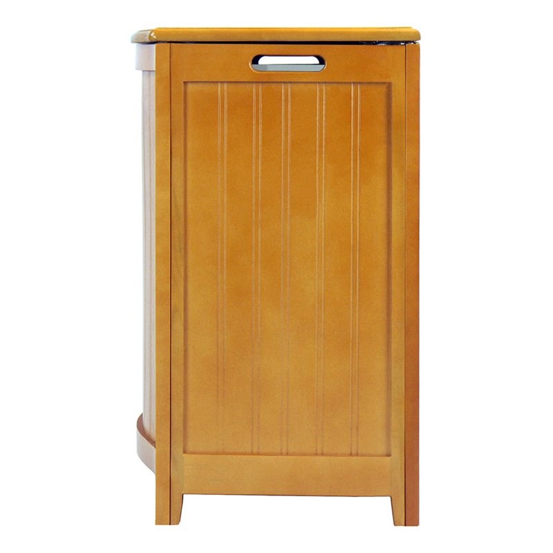 Oceanstar Bowed Front Durable Contemporary Solid Wood Laundry Hamper in Brown