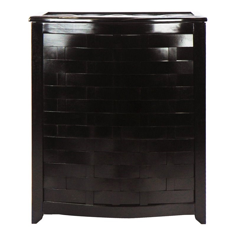 Oceanstar Bowed Front Contemporary Solid Wood Laundry Hamper in Black