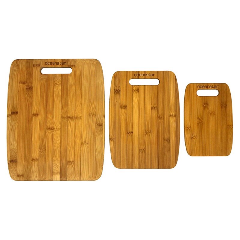 Oceanstar 3-Piece Eco-Friendly Traditional Bamboo Cutting Board Set in Brown