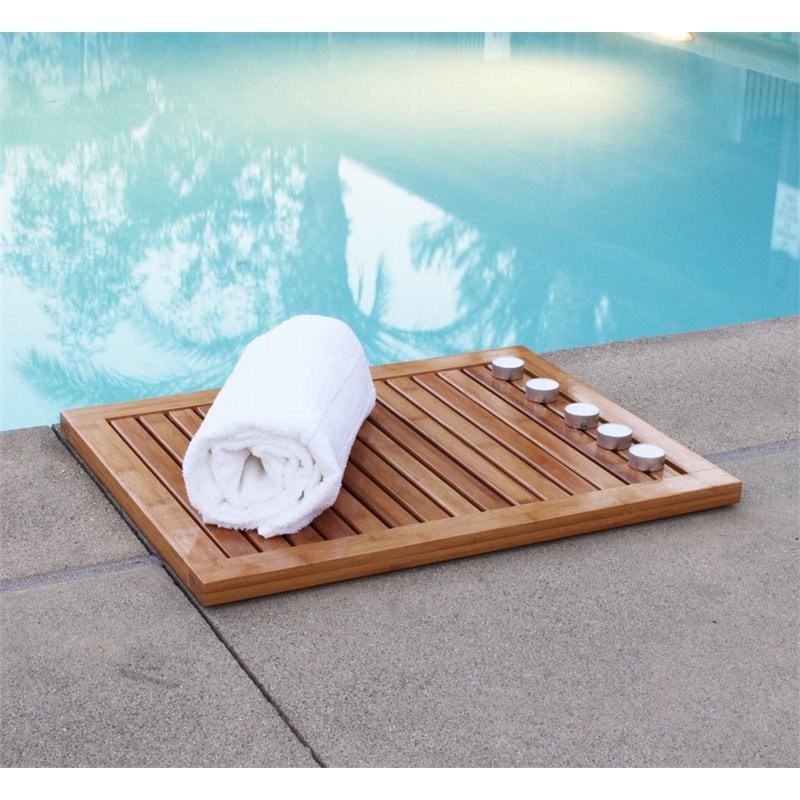 Oceanstar Eco-Friendly Contemporary Bamboo Floor and Shower Mat in Brown