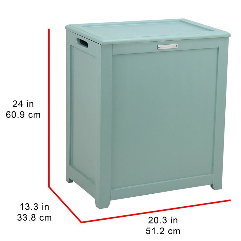 Oceanstar Wood Storage Laundry Hamper with Two Side Handles in Turquoise