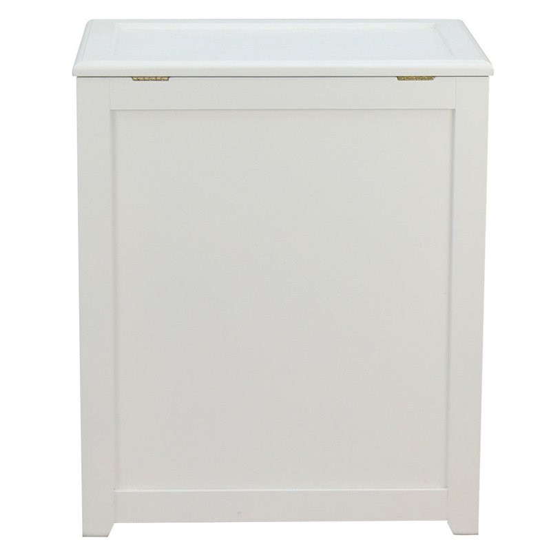 Oceanstar Wood Storage Laundry Hamper with Two Side Handles in White