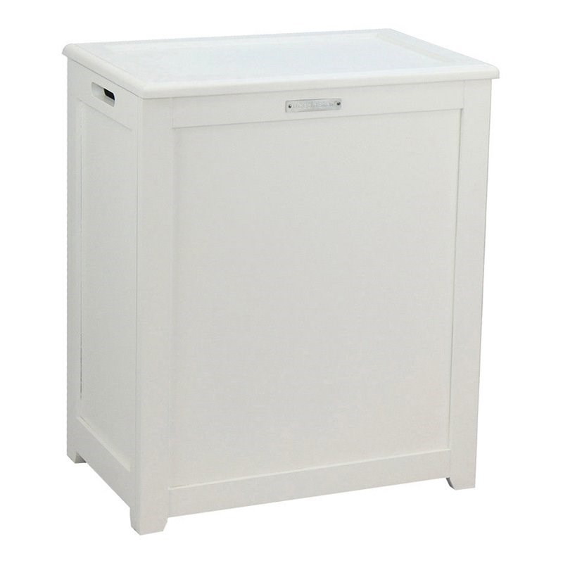 Oceanstar Wood Storage Laundry Hamper with Two Side Handles in White