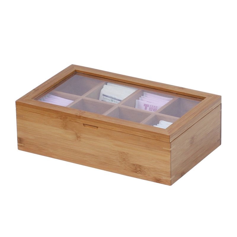 Oceanstar Traditional Bamboo Tea Box with 8 Divided Compartments in Brown