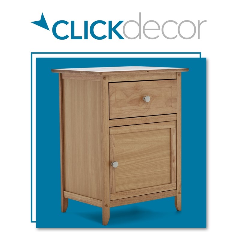 ClickDecor Alcott Side Table with Single Drawer and Storage Cabinet Light Brown