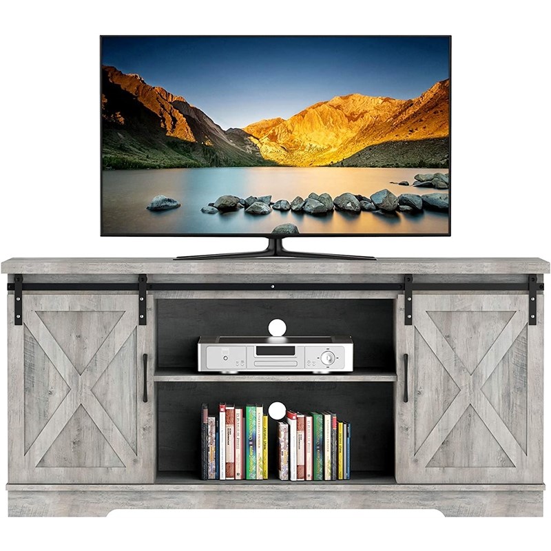 59 in. Wood Grey Entertainment Center Fits TV's up to 65 in.