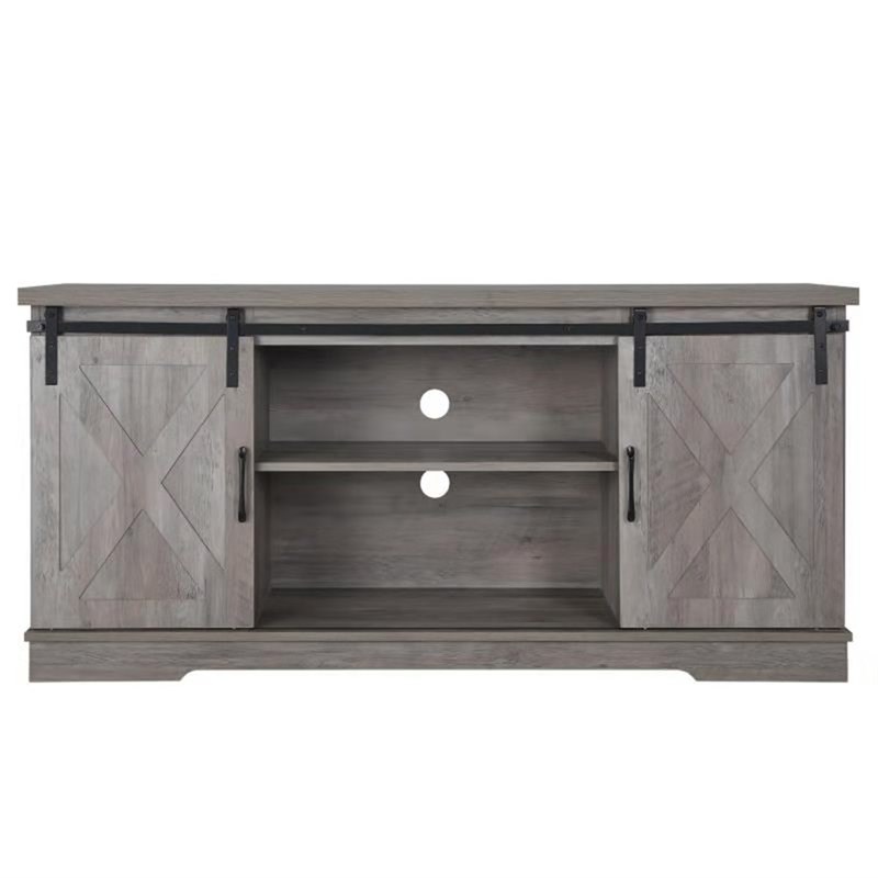 59 in. Wood Grey Entertainment Center Fits TV's up to 65 in.