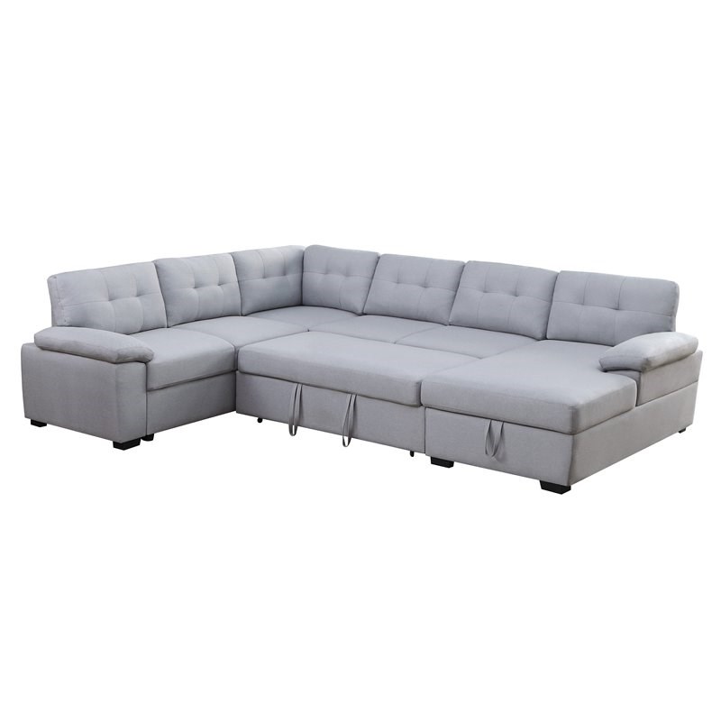 oven invoeren helpen Alexent 5-Seat Modern Fabric Sleeper Sectional Sofa with Storage in Ash |  Homesquare