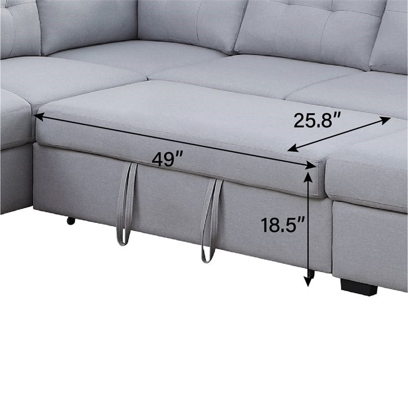 Symfonie Golven oorsprong Alexent 5-Seat Modern Fabric Sleeper Sectional Sofa with Storage in Ash |  Homesquare
