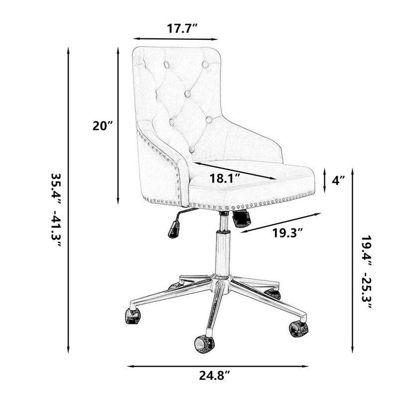 Alexent MidCentury Velvet Office Chair with Adjustable Height in