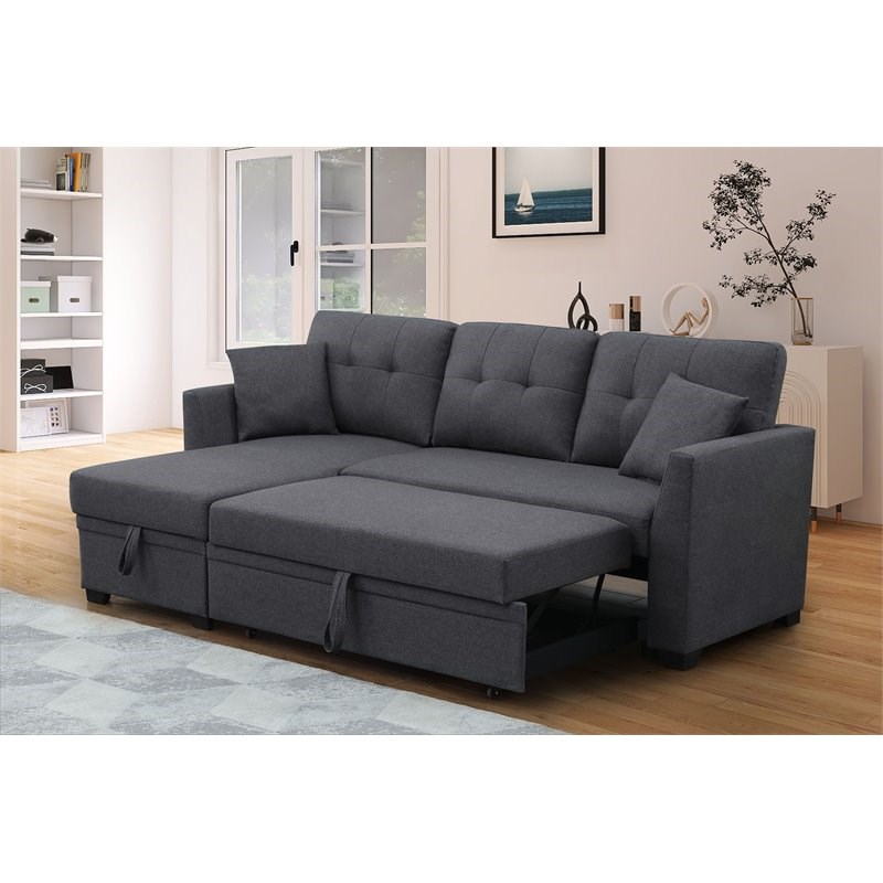 Alexent 3-Seat Modern Fabric Sleeper Sectional Sofa with Storage in ...