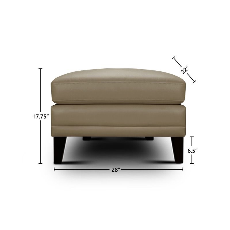 Hello Sofa Home Sienna Mid-Century Modern Top Grain Leather Ottoman in ...