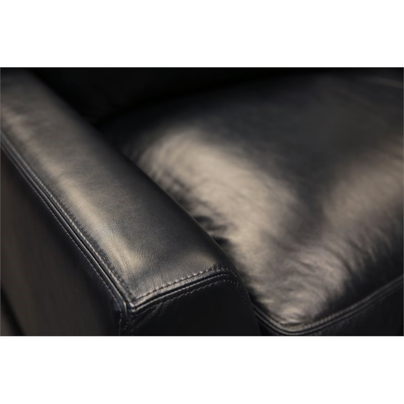 Hello Sofa Home Skyline Modern Top Grain Leather Americana Loveseat in Black