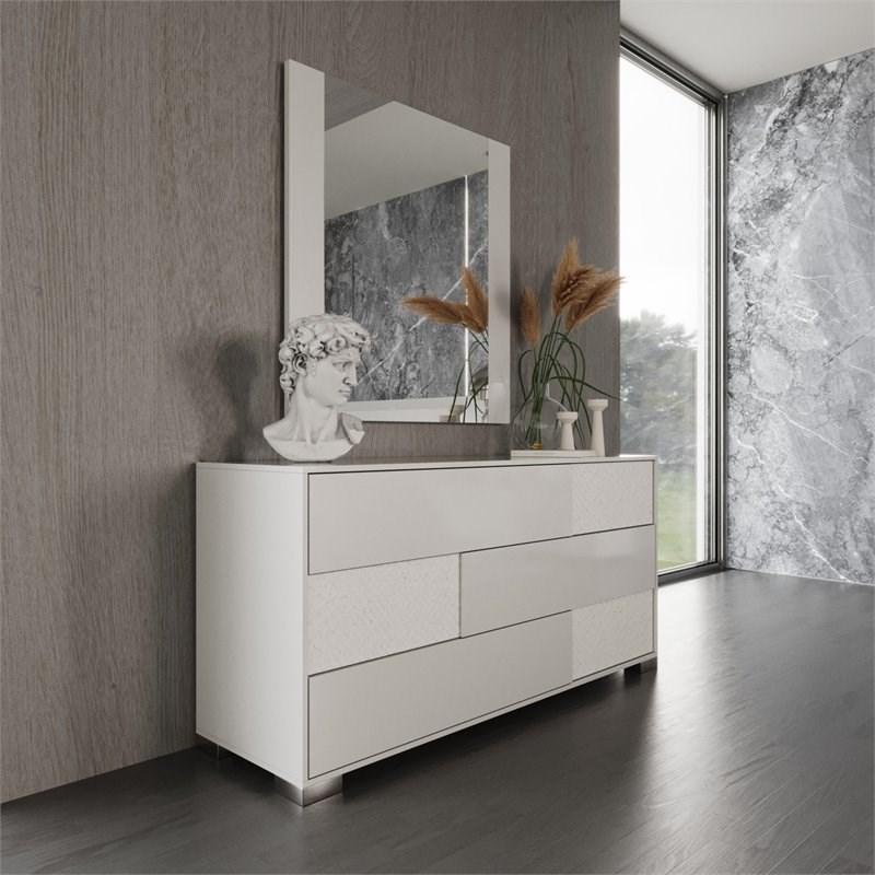 Modrest Monza 3-Drawer Self Closing Modern MDF Wood Dresser in White
