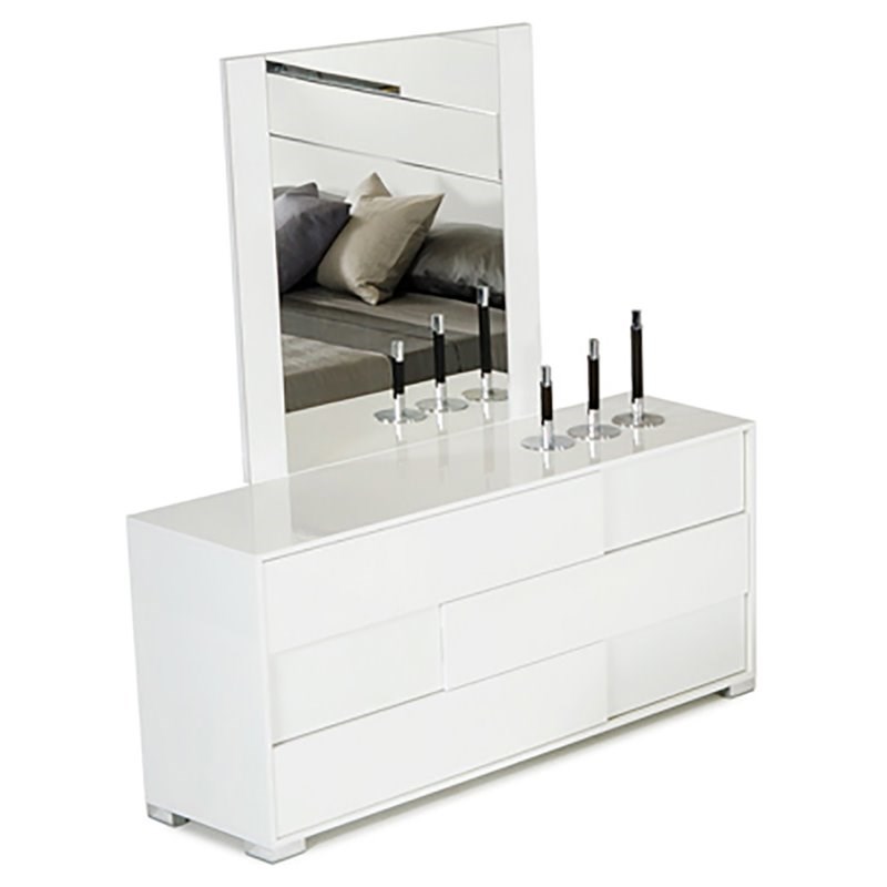 Modrest Monza 3-Drawer Self Closing Modern MDF Wood Dresser in White