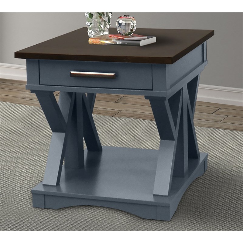 Parker House Americana Modern Wood End Table in Denim Blue/Gray