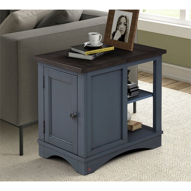 Parker House Americana Modern Traditional Wood Chairside Table in Denim