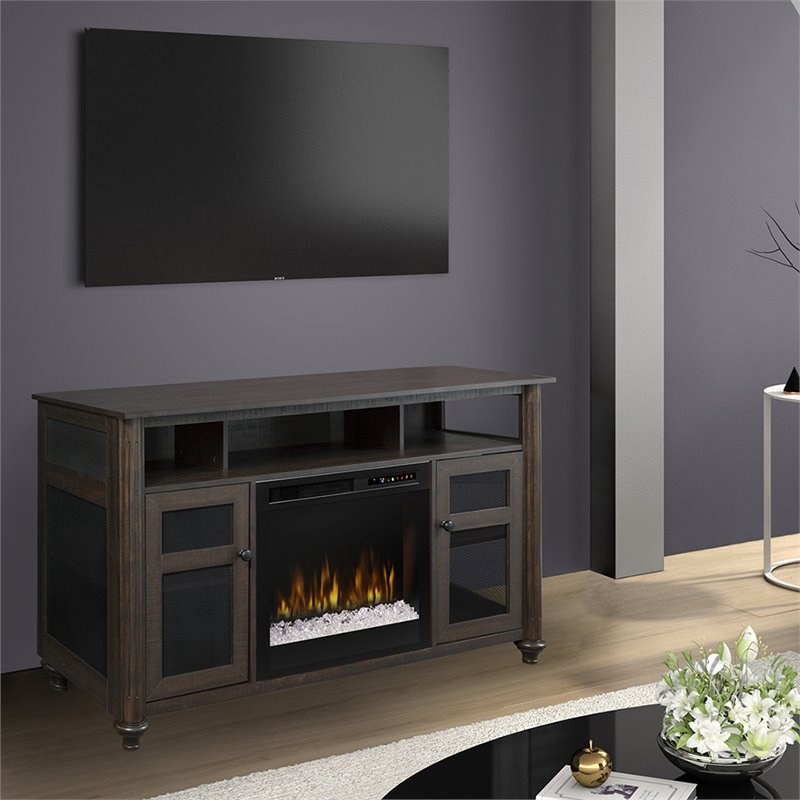 dimplex xavier fireplace tv stand with glass ember bed in ...
