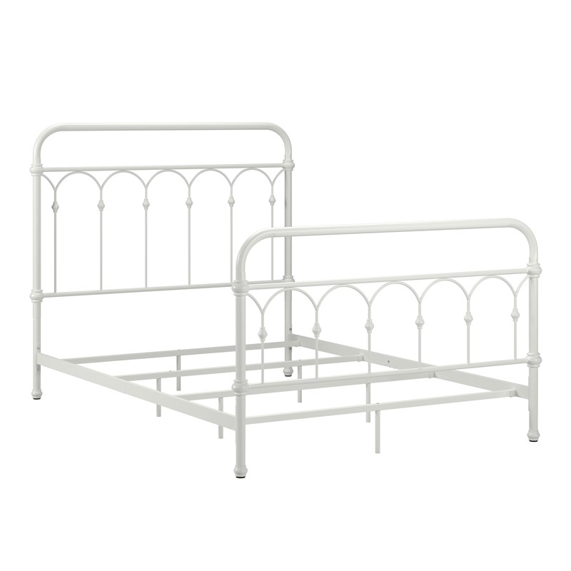 Inspire Q Full Size Farmhouse Casted Knot Metal Bed In Antique White 