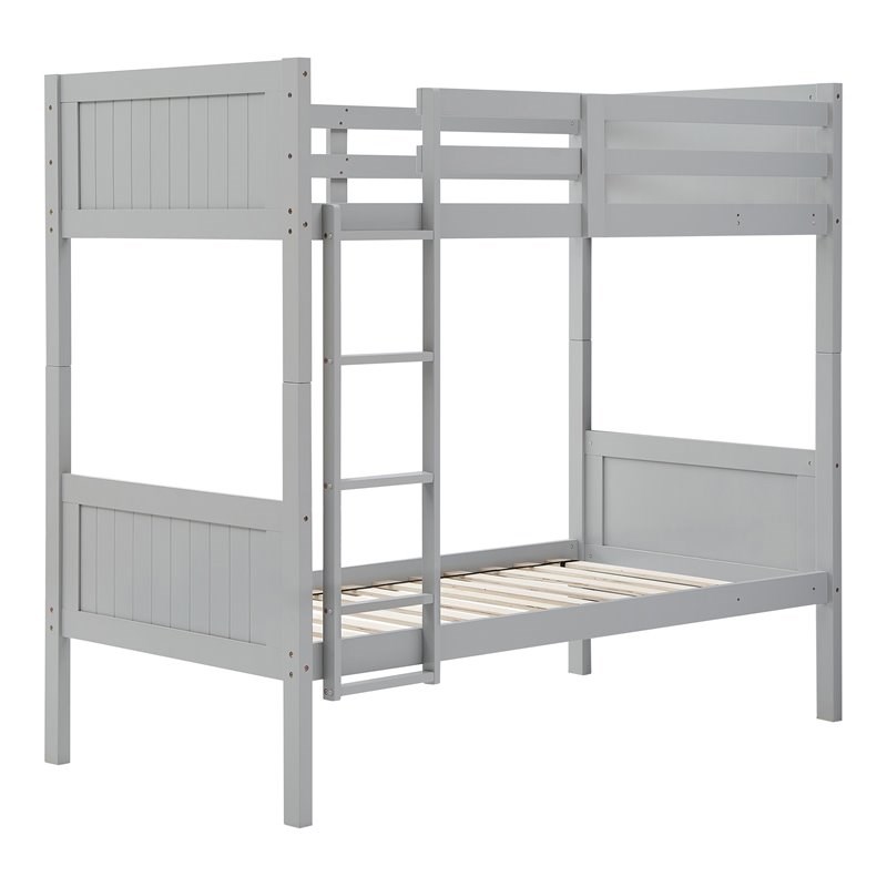 Orbelle Model 7278 Twin over Twin Modern Solid Wood Bunk Bed in Gray ...