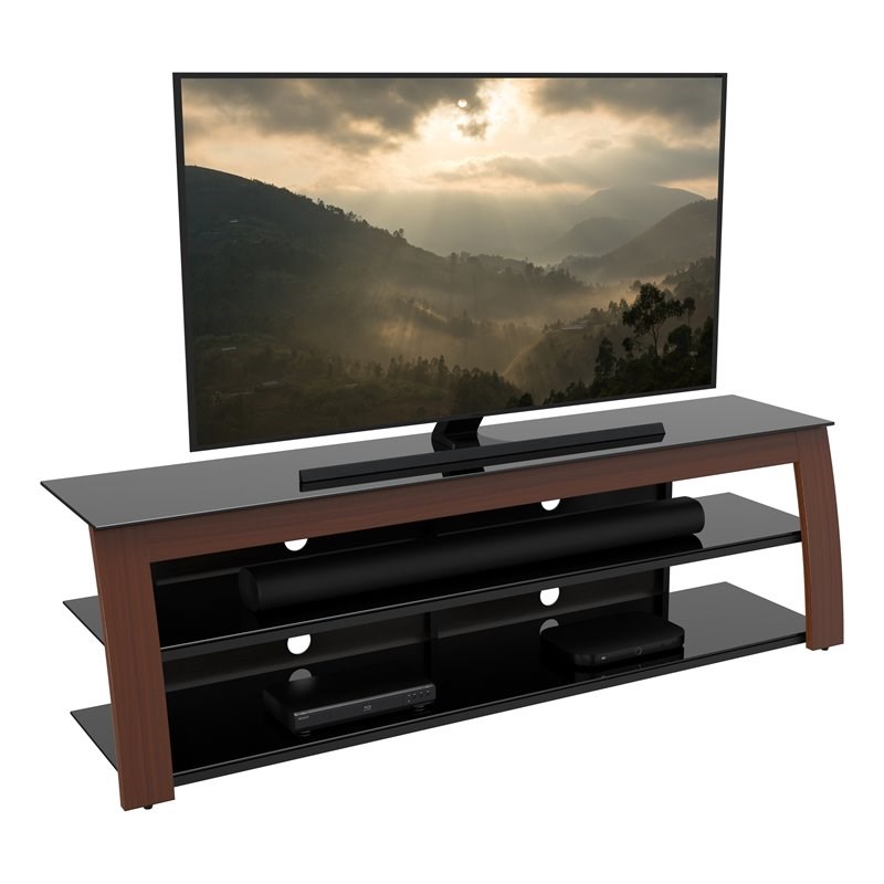 AVF Contemporary Wood Glass Steel TV Stand for TVs 32" to 90" in Black