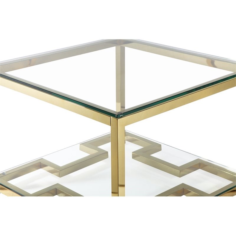 American Home Classic Nina Modern Metal/Glass Side Table in High Polish Gold