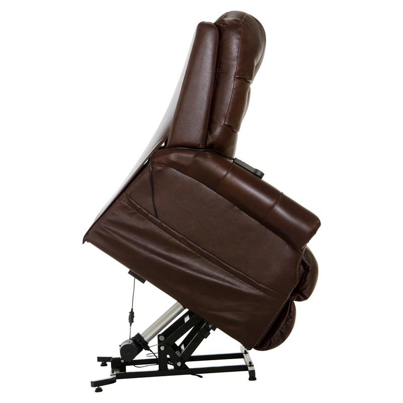Tyler Brown Leather Power Lift Lay Flat Recliner with Heat & Massage