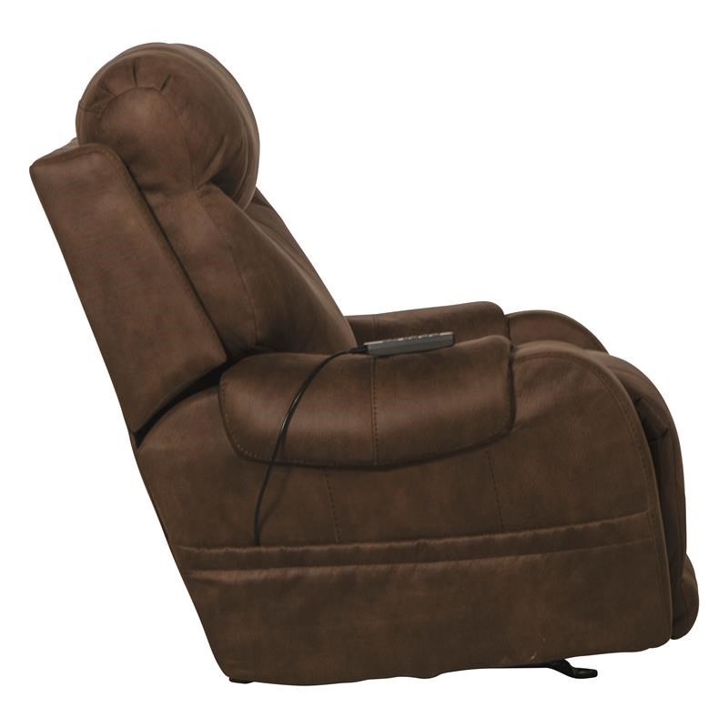 Wellker Power Rocker Recliner with Heat & Massage in Brown Polyester Fabric Homesquare