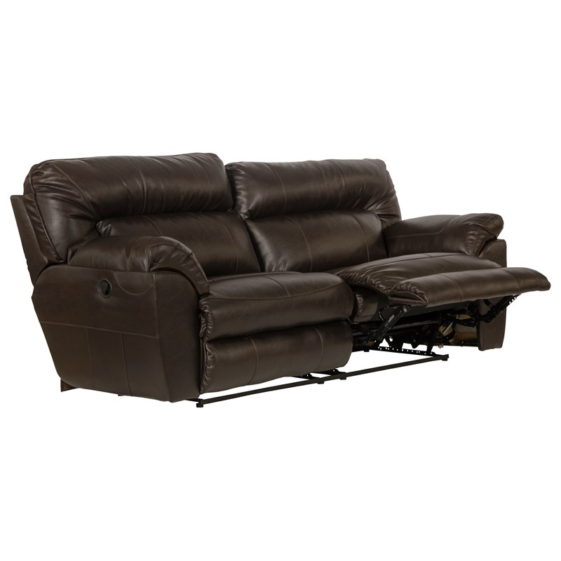 Catnapper Nolan Reclining Sofa in Godiva Brown Faux Leather | Homesquare