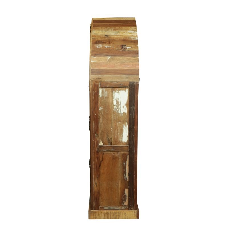 Taran Designs Hayden Coastal Recycled Wood & Glass Boat Wine Cabinet in Brown