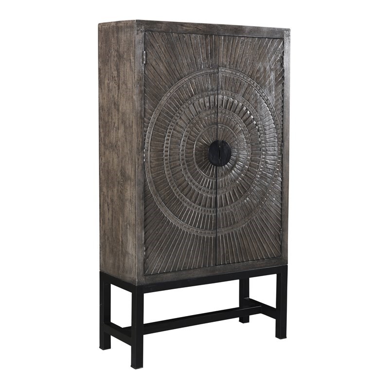 Taran Designs Chateau Farmhouse Wood & Metal Storage Cabinet in Brown/Black